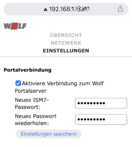 WOLF Link Pro Aktivierung Portalserver Verbindung