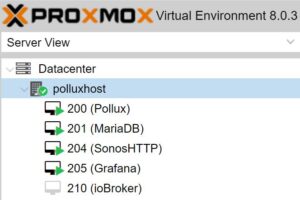 proxmox Setup auf NUC mit VM für ioBroker, MariaDB, SonosHTTP und Grafana