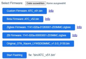 LYWSD03MMC firmware auswählen und starten